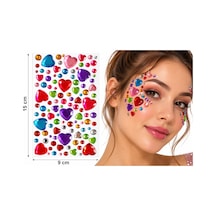 Renkli Kalpler Yapışkanlı Yüz Taşı Face Gems Taşlı Yüz Ve Vücut Süsü