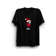 Among Us Yeni Yıl Noel Baba Happy New Year Baskılı Tshirt SIYAH