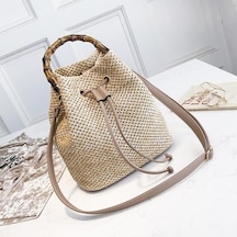 Dancemonkey Vintage Saman Retro Plaj Örme Messenger Kova Kadın Halat Haki Çantası Çanta Çanta Dq Haki