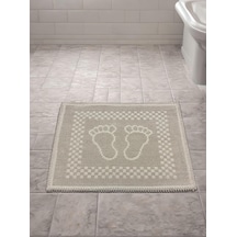 Pamuk Kilim Dokuma Süper Emici Banyo Ayak Paspası &amp Havlusu 40x60 Cm, Bej Çok Renkli