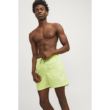 Jack & Jones Erkek Jpstfıjı Yazı Detaylı Deniz Şortu 12253118 - Neon Yeşil