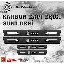 Renault Clio Uyumlu Deri Karbon Kapı Eşiği Koruyucu Bant 4 Adet