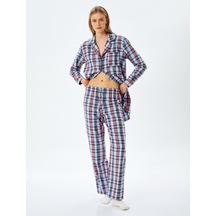 Koton Rahat Kalıp Ekose Desenli Pamuklu Pijama Altı Mavi Ekose 5wlk50016mw Mavi Ekoseli Mavi