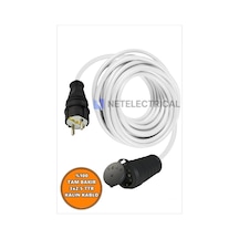 Kauçuk Tekli Topraklı Ara Uzatma Kablosu 30 Metre 3x2.5 Mm² Ttr Kalın Beyaz Kablolu 30 Metre