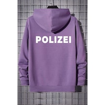 Uyguntarz Unisex Polizei Sırt Baskılı Sweatshirt Lila