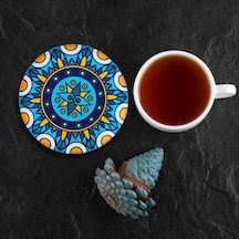 Valerine Life Kutsal Geometri Mandala Desenli Yıkanabilir Kaydırmaz Ofis Çay Ve Fincan Bardak Altlığ Siyah