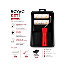 Ehobici 3 Parça Boyacı Seti Saten Rulo Parmak Rulo