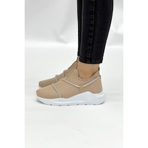 Z6357 Taşlı Fileli Hafif Bej Kadın Sneaker 001