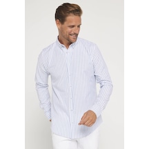 Tudors Slim Fit Uzun Kol Çizgili Yaka Düğmeli Erkek Gömlek-31539-çok Renkli Çok Renkli
