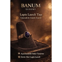 Derin Mor Lapis Lazuli Doğal Taşli Tasarım Bakır Yüzük Diğer