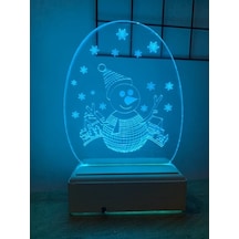 Yılbaşı Hediyesi Kardan Adam Gece Lambası 3D 16 Renk