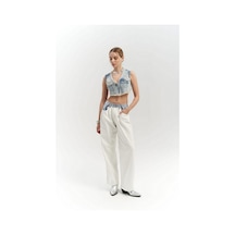 Mai Studios Co. Collection Unique Beyaz - Mavi Jean Pantolon Beyaz