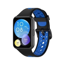 Watch Fit 2 Spor Delikli Kordon - Siyah-mavi Bz8683140522988