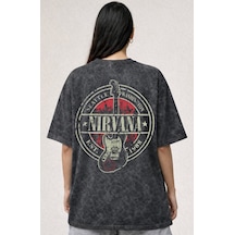 Tasarım Nirvana Rock Metal Müzik Grubu Baskılı Unisex Oversize Es Siyah