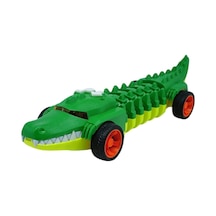 Timsah Araba - Otomatik Hareketli Sesli Işıklı 32 Cm - Yeşil Gerçekçi Timsah Siyah