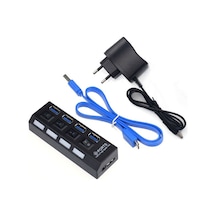 USB 3.0 Çoklayıcı Çoğaltıcı Hub 4 Port Adaptörlü On/Off Anahtarlı