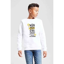 Tshirthane Pubg Winner Winner Baskılı Unisex Çocuk Beyaz Sweatshirt Beyaz