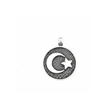 Gümüş Ayyıldız Kabartma Model Erkek Kolye Renkli