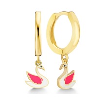 Gümüş Gold Kuğu Sallantılı Kadın Küpe Çok Renkli
