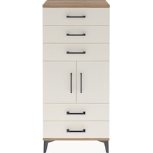 Arges Dolap Tek Raflı 5 Çekmeceli 2 Kapaklı 60x30x134 Çam-aytaşı Atlas Çam