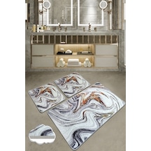 Blur 3 Lü Set Banyo Halısı Paspas Yıkanabilir Çok Renkli