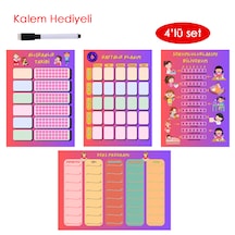 Çocuklar İçin Planlayıcı Set - Pembe Alışkanlık Takibi, Haftalık