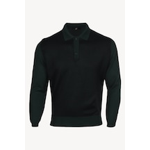 Erkek Lacivert Yeşil Yünlü Polo Yaka Desenli Triko Yeşil - Lacivert