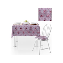 Modern Damask Desenli Vizon Kadife Dokulu 120x180 Masa Örtüsü
