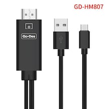 Go Des GD-HM807 Type-C HDMI 4K Kablo 180 cm Görüntü Aktarım Kablosu - Siyah ZORE-260171