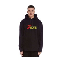 Conqueror' Balde Baskılı Siyah Erkek Örme Kapşonlu Sweatshirt