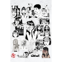 Junji İto Tomie Uzumaki Manga Anime Bujo Yapışkanlı Folyo Sticker Paketi 23 Adet Çok Renkli