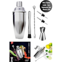 Kokteyl Hazırlama Shaker Seti 6 Parça Çelik Shaker Barmen Seti