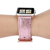 Sones Glitter Hakiki Deri Watch Band iOS Uyumlu Watch Serisi 9-8-7 41mm / Se 3-se 2-6-se-5-4 40mm / 3-2-1 38mm