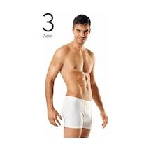 3'lü Paket Elastan Erkek Boxer Beyaz