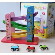 P56 Ahşap Araba Kaydırma Minyatür Arabalar Yarış Pisti Rampa