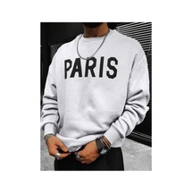 About Blank Tarzsokak Unisex Kadın/erkek Gri Parıs Oversize Bisiklet Yaka Pamuklu Sweatshirt, Gri, S/m Acı Kahverengi