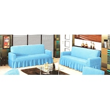 Altın Kelebek Bürümcük Koltuk Örtüsü Maxi Çekyat (3+3)-Mavi