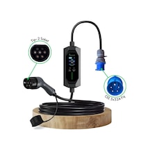 7 Kw 32A Tip-2 3X32A Fiş Monofaze Çantalı Dönüştürücü Kablolu Elektrikli Araba Taşınabilir Şarj Istasyonu 5 M Türkçe
