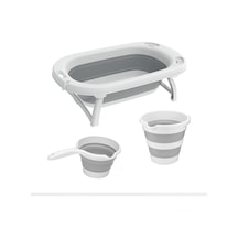 Omnipazar Ak-779 Katlanır Bebek Yıkama Banyo Küvet 3'lü Set Beyaz-gri