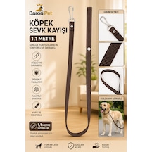 Köpek Sevk Kayışı 1,1 Metre Kahverengi Dokuma Karabina Klipsli Tüm Irklar İçin Gezdirme Kayışı