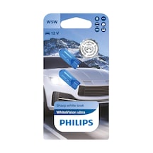 Philips T10 W5w Whitevision Ultra Halojen Sinyal Lambası, Çift Kabarcık, 35484330, Arabalar İçin, Beyaz Gün Işı