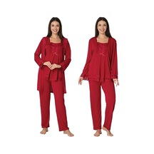 Effortt Lohusa Pijama Ve Sabahlık Takım 3044 Kırmızı