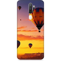 Oppo A5 2020 Uyumlu Gün Batımında Balonlar Desenli Silikon Kılıf Çok Renkli