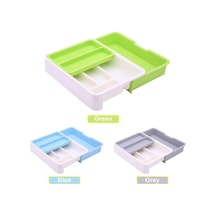 Bosphorusboutique02 7 Bölme Uzatılabilir Çekmece Giderleyici: Mutfak Çatal Bıçak Kaşık Saklama Kutusu Mavi Diğer