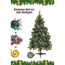 Süsleme Seti Yılbaşı Çam Ağacı Renkli Işığı Ve Yeni Yıl Süsleri Noel Paketi 150 Cm 240 Dal