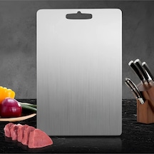 Gkd Üst Kalite Kalın Paslanmaz Çelik Metal Kesme Tahtası 23x34 Cm Büyük Boy ,yapışkan Silikon Ayaklı Gri