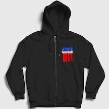 Presmono Unisex Blocks Gorillaz Fermuarlı Kapüşonlu Sweatshirt Siyah