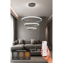 Rizon 3 Lü Led Sarkıt Avize 3 Renk Kumandalı Gri