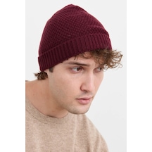 Desen Triko Unısex Yün Bere 22542 Bordo Bordo