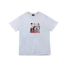 Fairy Tail Anime Baskılı Unisex %100 Pamuk Beyaz T-shirt Beyaz